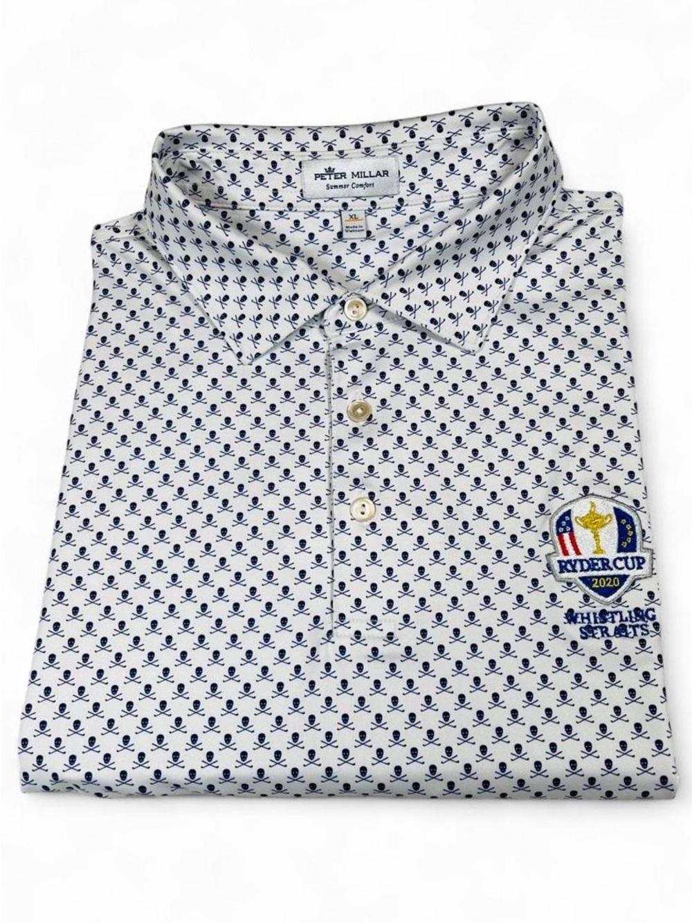 NWOT! Peter Millar Ryder Cup 2020 Whistling Straits White Golf Shirt Men’s XL
